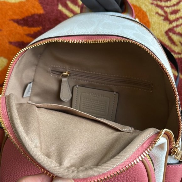 Coach Mini Court Backpack In Signature Canvas With Butterfly Chalk / Taffy Multi - Picture 6 of 16